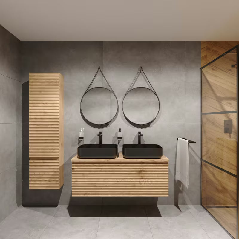 Mat crni keramički umivalnik na ploščo SAT Infinitio brez preliva, 50x39 cm