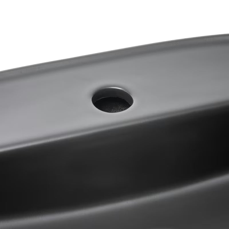 Mat crni keramički umivalnik na ploščo SAT Infinitio 60x40 cm brez preliva s otvorom pro slavinu
