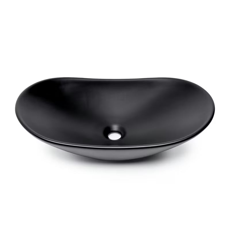 Mat crni keramički umivalnik na ploščo SAT Infinitio brez preliva 61,5x36 cm