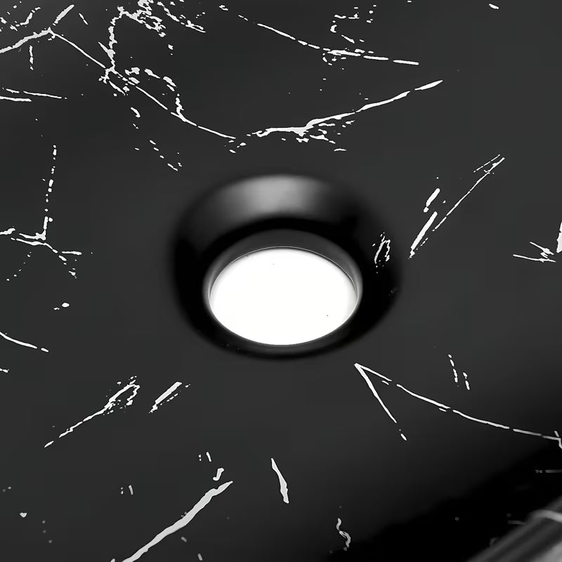 Umivalnik na ploščo SAT Infinitio brez preliva u mat crnom mramornom dizajnu 45,5x32,5 cm.