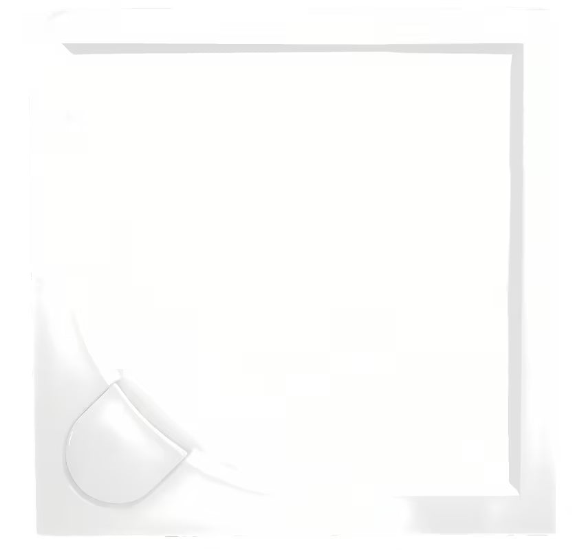 Bela kvadratna tuš kad SAT Limcc 90x90 cm iz litega marmorja s pokritim kotnim odtokom
