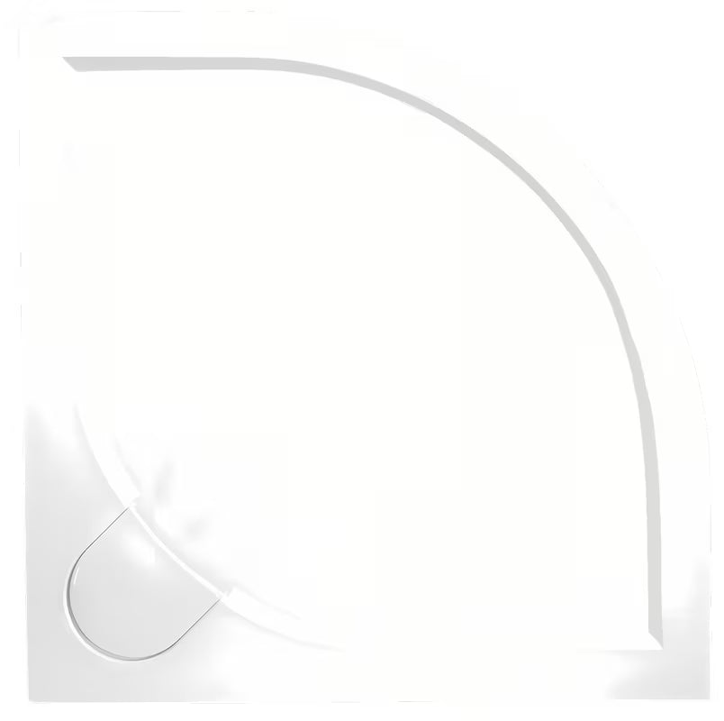 Bijela polkrožna tuš kad SAT Limcc 90x90 cm od lijevanog mramora s pokrivenim kutnim odvodom