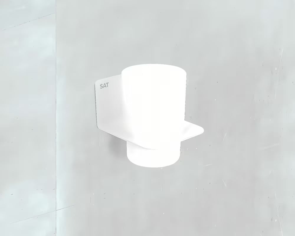 Bijeli držalo za kozarec SAT Mood četvrtastog dizajna pro montaža lijepljenjem na 3M traku.