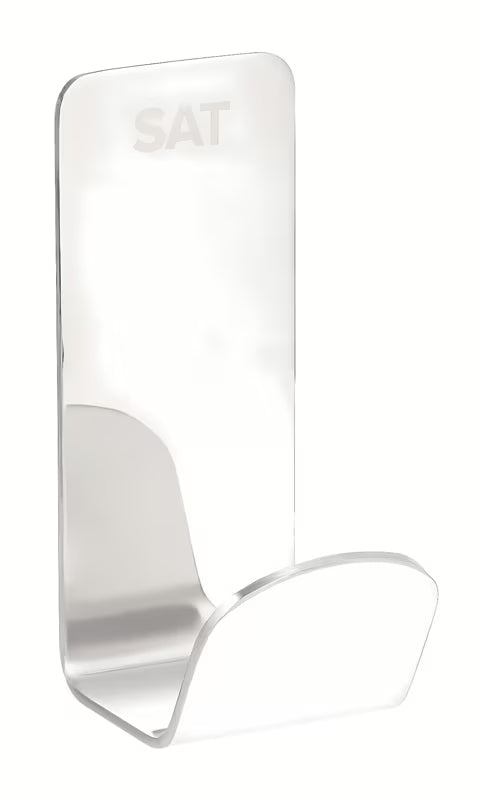 Kromirani kavelj SAT Mood sjajne površine i četvrtastog dizajna pro, montaža lijepljenjem bez bušenja.