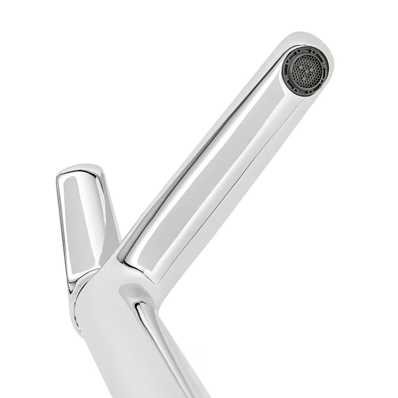 Visoka enoročna armatura za umivalnik SAT Mood u sjajnoj krom izvedbi brez odtoka.