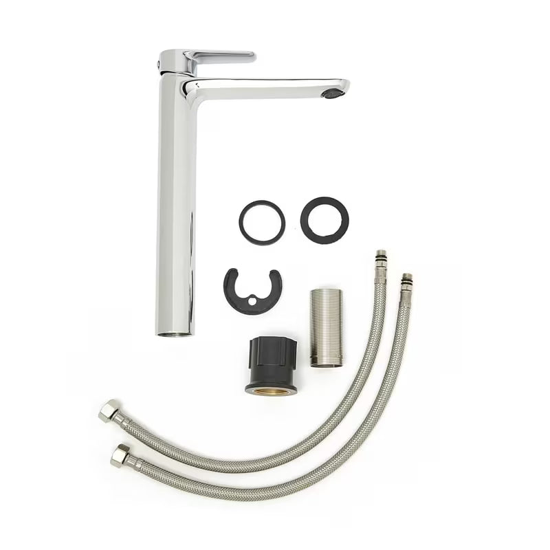 Visoka enoročna armatura za umivalnik SAT Mood u sjajnoj krom izvedbi brez odtoka.