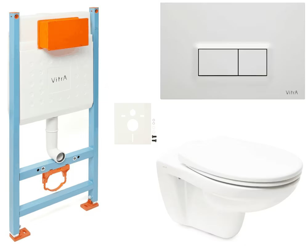 Viseči WC set vitra Normus v beli barvi z brezrobno tehnologijo Rimless in sedežem mehko Zapiranje Soft Close