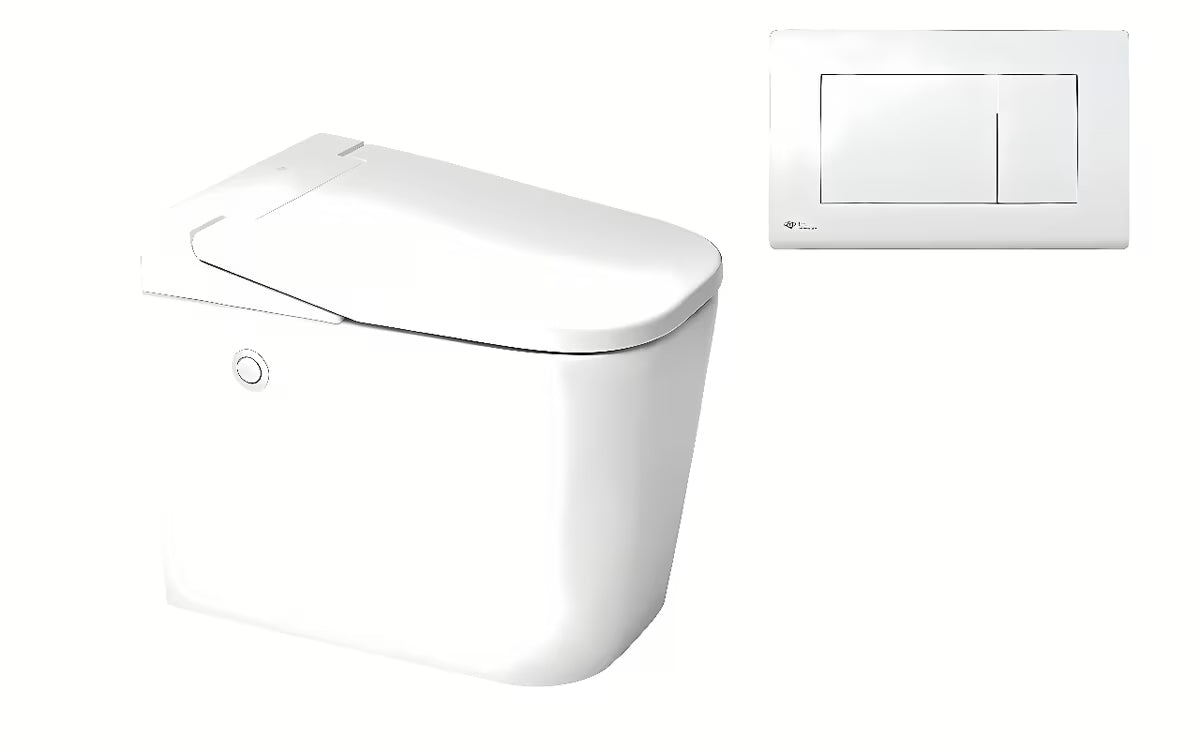 Stoječa WC Školjka SAT optimflush v beli barvi z integriranim splakovalnikom in tehnologijo akumulacijskega splakovanja