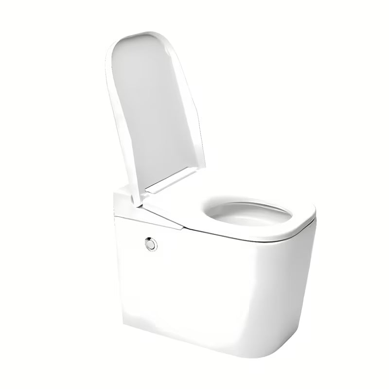 Stoječa WC Školjka SAT optimflush u bijeloj boji s vodokotlićem i zidnom tipkom za ispiranje.