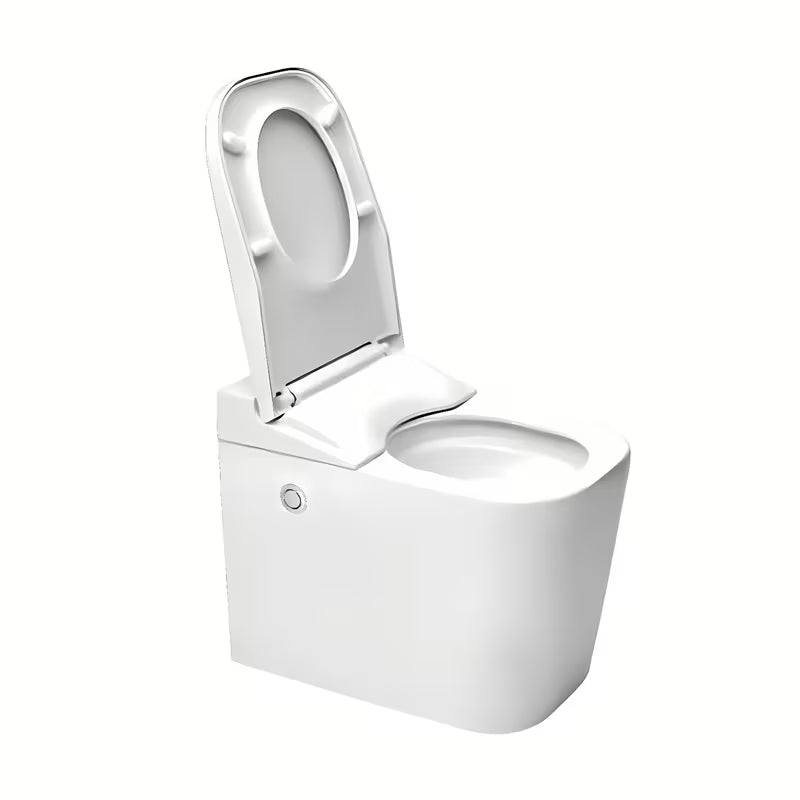 Stoječa WC Školjka SAT optimflush u bijeloj boji s vodokotlićem i zidnom tipkom za ispiranje.