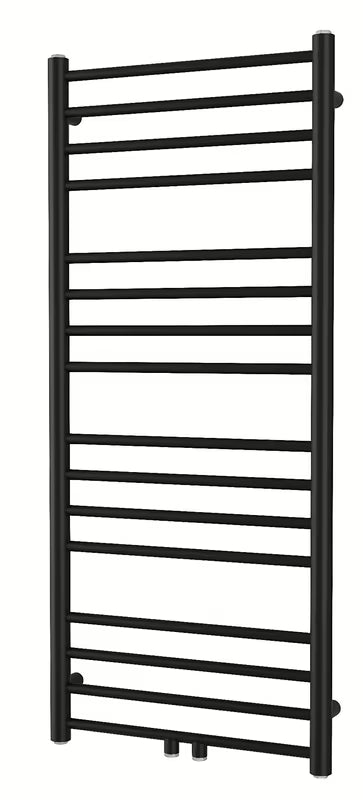 Kombiniran radiator SAT Paul 114x50 cm v črni mat barvi s sredinskim priklopom.