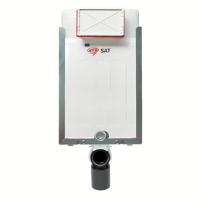 Plava podometni splakovalnik SAT pro viseča WC školjka s pocinčanim okvirom i dozatorom za WC školjka tablete.