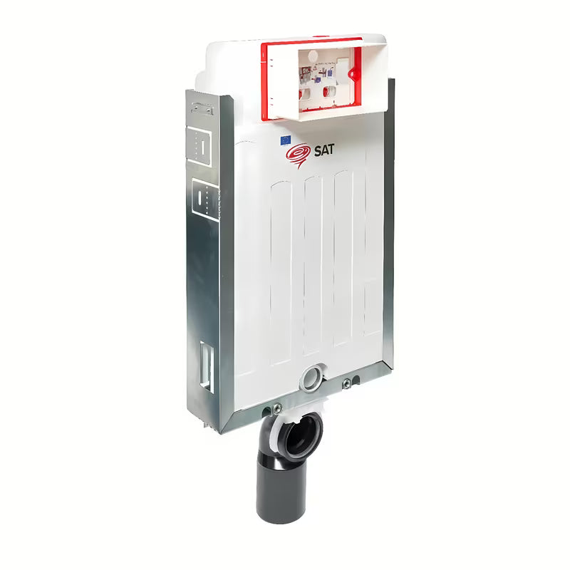 Plava podometni splakovalnik SAT pro viseča WC školjka s pocinčanim okvirom i dozatorom za WC školjka tablete.