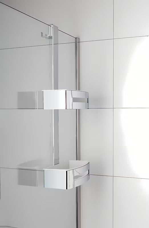 Dvostruka tuš polica SAT Chrome u krom izvedbi s montažom bez bušenja