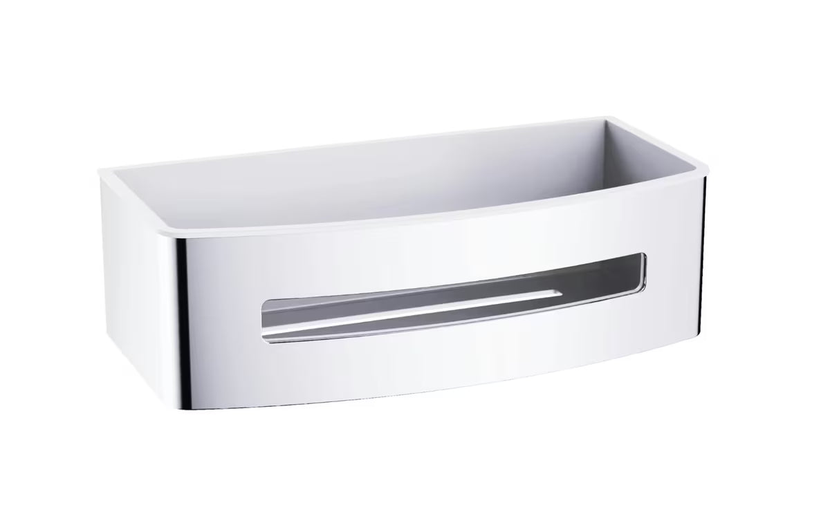 Inox tuš polica SAT u krom izvedbi s uklonjivim bijelim plastičnim umetkom