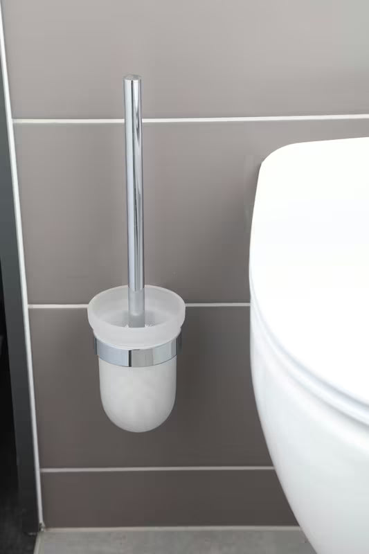 Stenska WC ščetka SAT Project v krom izvedbi z mlečnim steklom