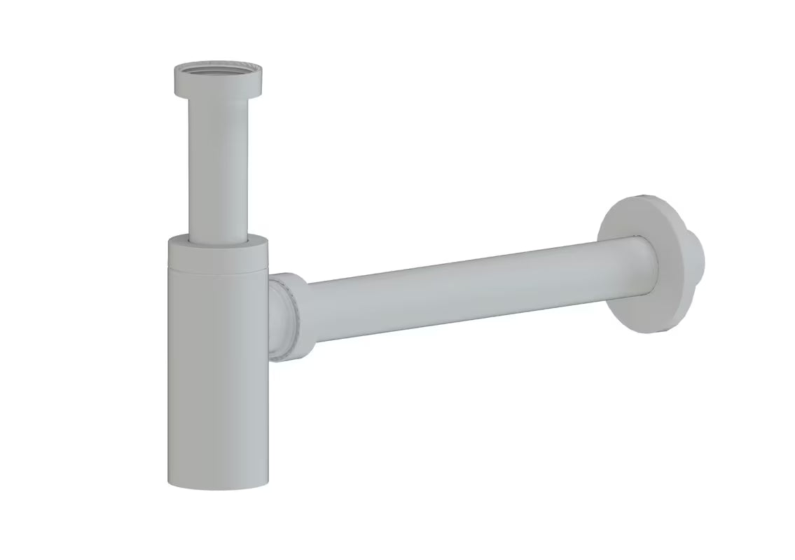 Dizajnerski sifon za umivalnik SAT Project v beli mat barvi, priklop 5/4" in odtok 32 mm.