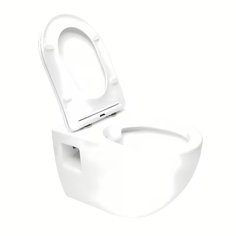 Viseča WC Školjka SAT Project v sijajno beli barvi s wc desko mehko Zapiranje Soft Close in odprtim splakovalnim robom