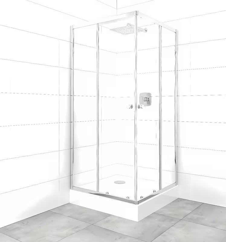 SAT Project kvadratna tuš kabina s kadjo 90x90 cm v sijajnem kromu s prozornim steklom