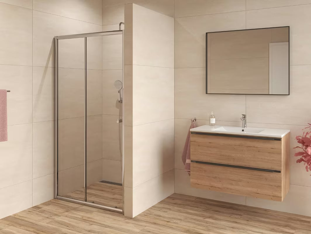 Drsno tuš vrata SAT Project 140 cm u sjajnom kromu s prozirnim sigurnosnim staklom