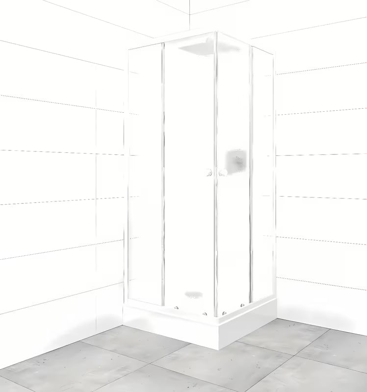 Kvadratna tuš kabina SAT Project 80x80 cm s kadjo, s bijelim profilima i staklom s dekorom Chinchilla.