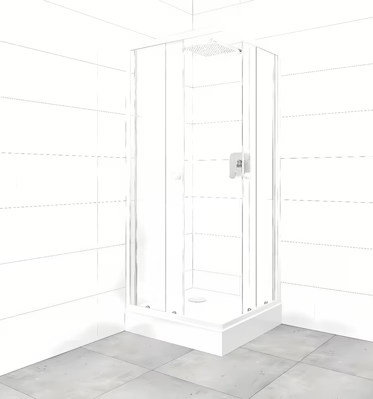 Kvadratna tuš kabina SAT Project 80x80 cm s kadjo, s bijelim profilima i staklom s dekorom Chinchilla.
