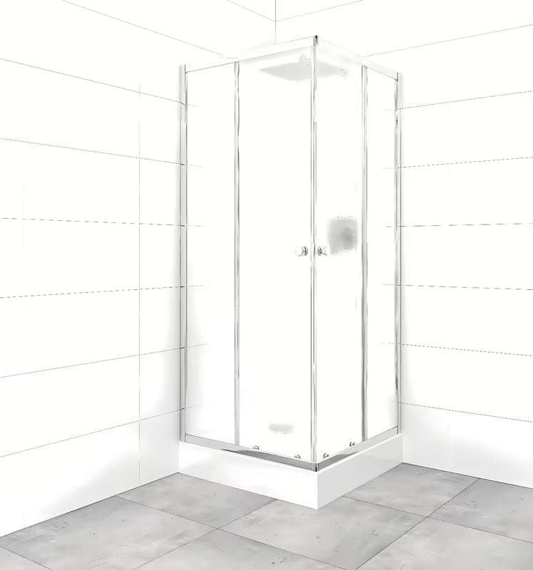 Kvadratna tuš kabina SAT Project 80x80 cm s kadjo, sjajni krom i neprozirno staklo Chinchilla.