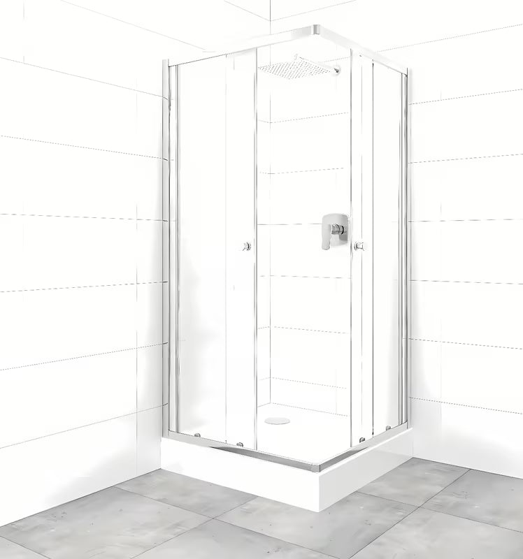 Kvadratna tuš kabina SAT Project 90x90 cm s kadjo u sjajnom kromu i s neprozirnim staklom Chinchilla.