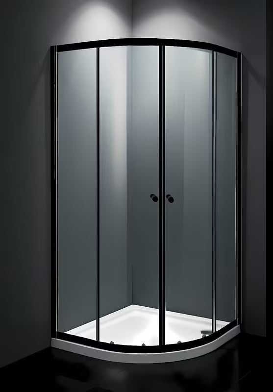 Polkrožna tuš kabina SAT Project 80 x 80 cm u crnoj boji s kliznim vratima i prozirnim staklom