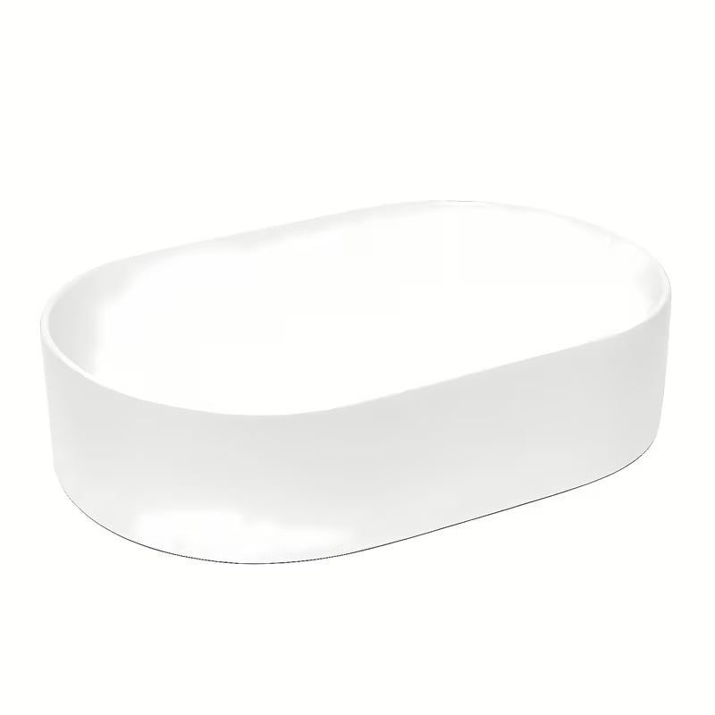 Bijeli ovalni keramički umivalnik na ploščo SAT Project 50 x 33 cm