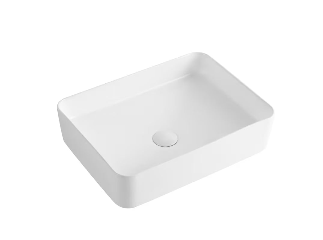 Bijeli keramički umivalnik na ploščo SAT Project pravokutnog oblika 50 x 37 cm