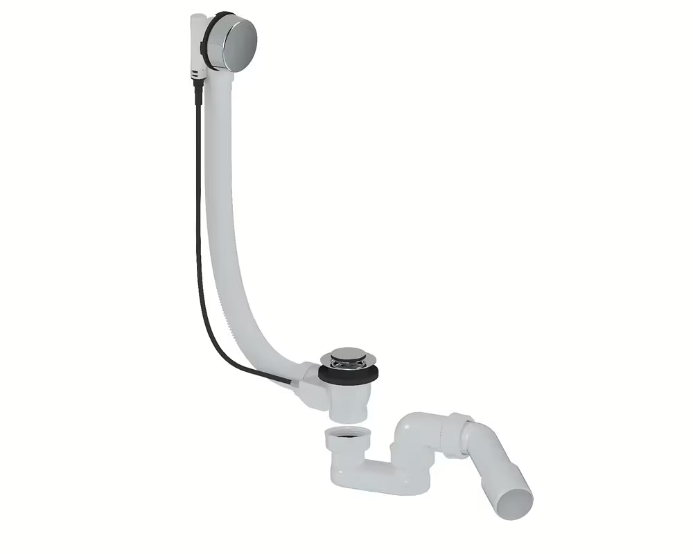 Kromirani sifon za kad avtomatik SAT Project pro polnjenje kadi kroz preljev, duljine 80 cm