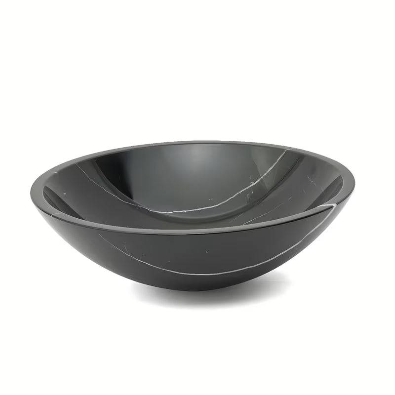 Umivalnik na ploščo SAT Purity od pravog crnog mramora dimenzija 43 x 43 cm brez preliva.