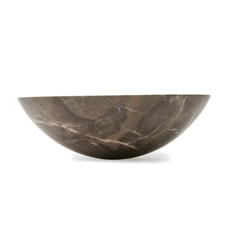 Umivalnik na ploščo SAT Purity od pravog smeđeg mramora dimenzija 43x43 cm brez preliva.