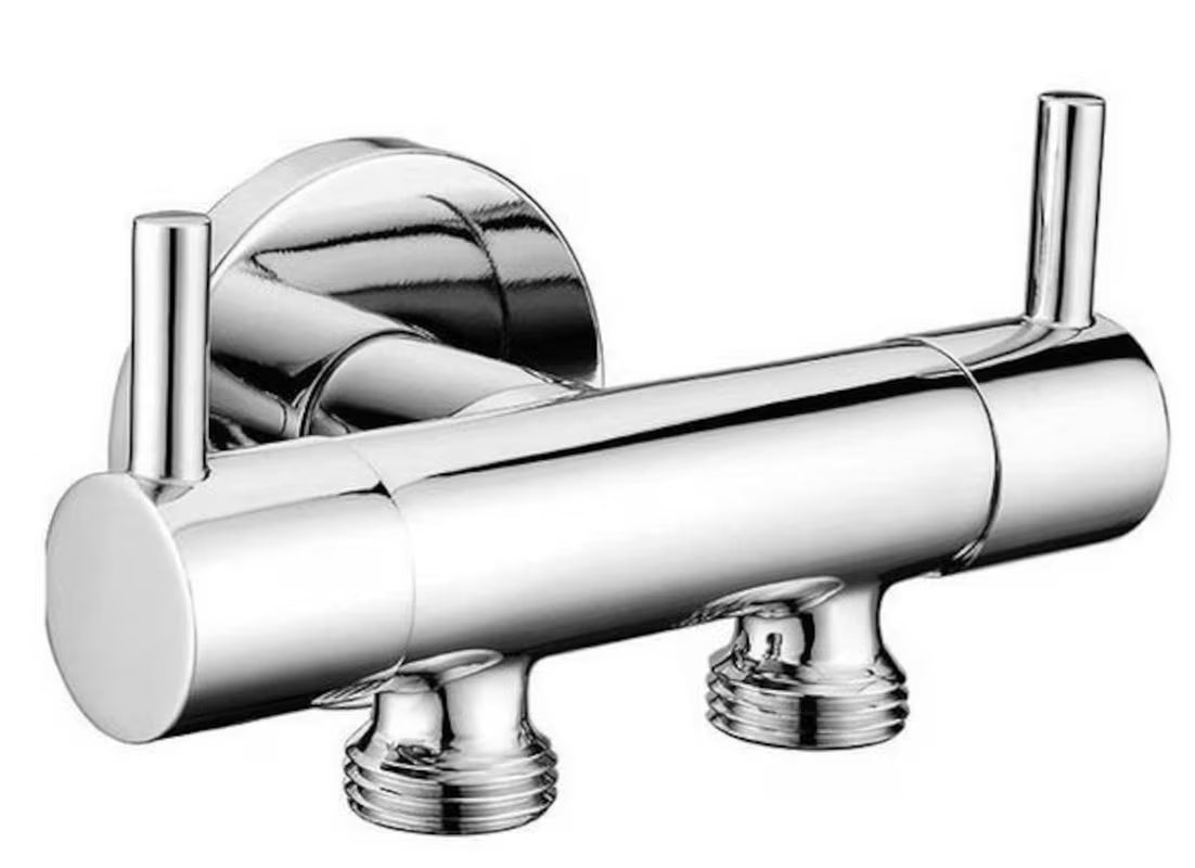 Kromirani kotni dvo ventil SAT Chrome pro za razvod vode na dva sanitarna priključka