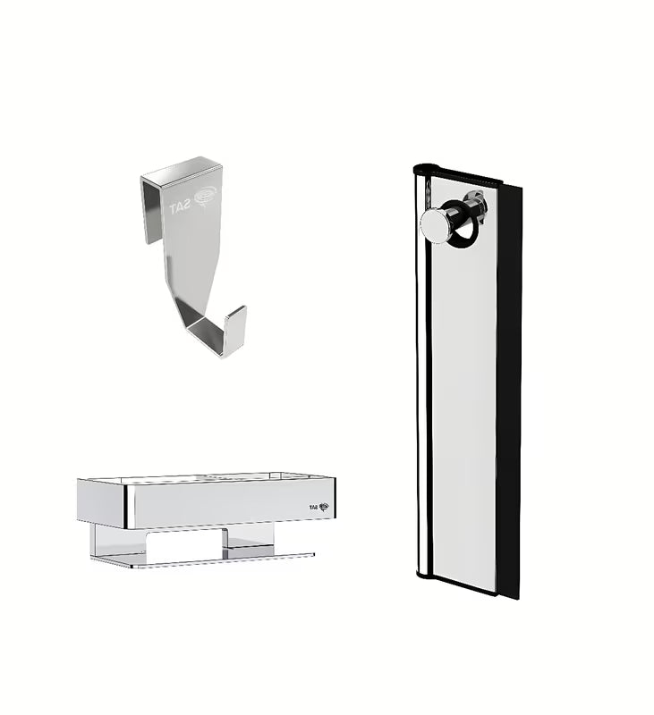 Komplet kopalniških dodatkov SAT pro ujednačen izgled i praktičnu svakodnevnu upotrebu u kupaonici.