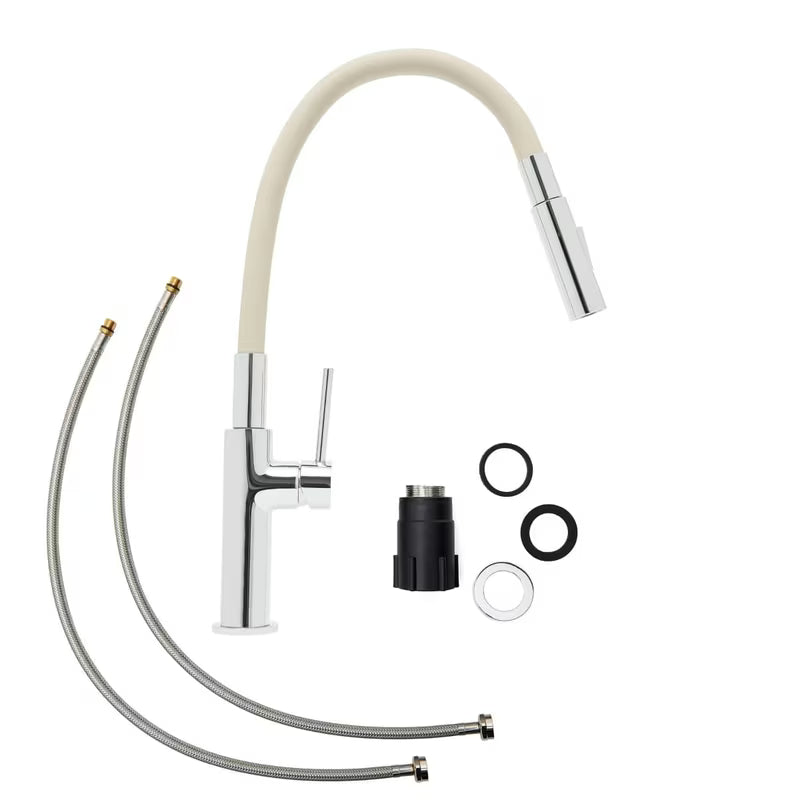 Armatura za Pomivalno Korito SAT Tartufo s prilagodljivim silikonskim izlivom v bež in krom izvedbi