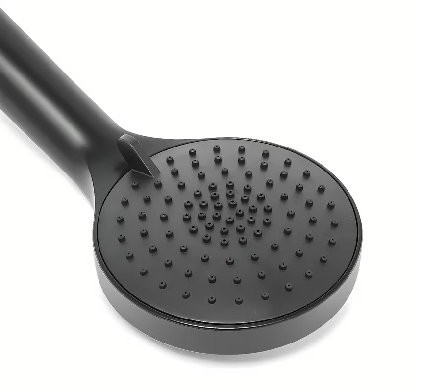 Ročna prha SAT v mat črni barvi s premerom 10 cm in tremi načini curka.