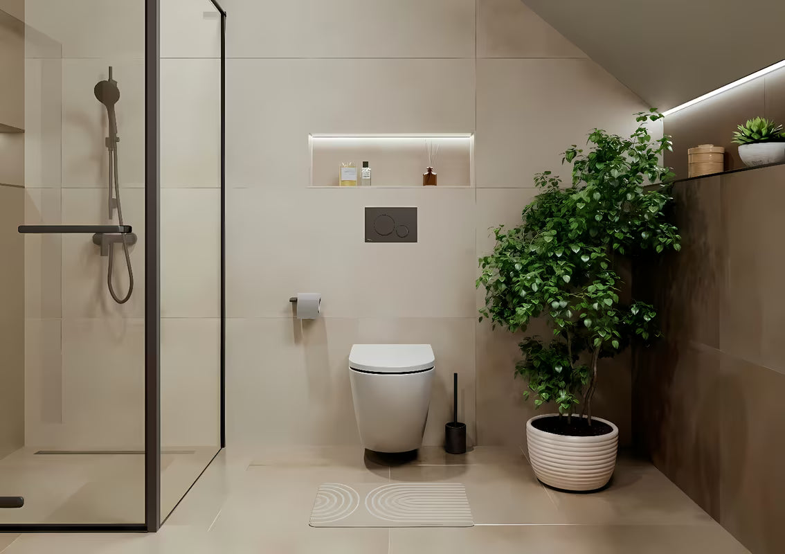 Bež WC preproga SAT iz poliestra z višino flora 1,5 cm