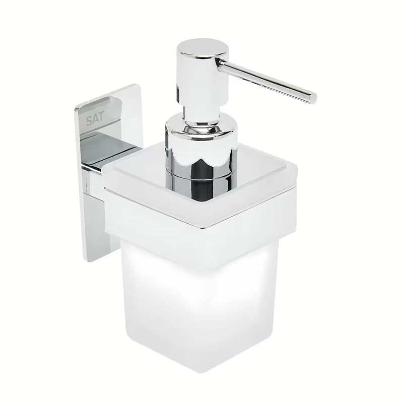 Kromirani dozirnik za milo SAT od nehrđajućeg čelika pro montaža lijepljenjem bez bušenja.