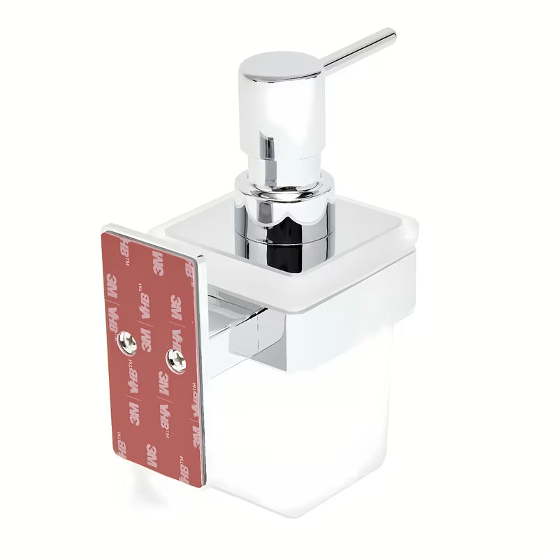Kromirani dozirnik za milo SAT od nehrđajućeg čelika pro montaža lijepljenjem bez bušenja.