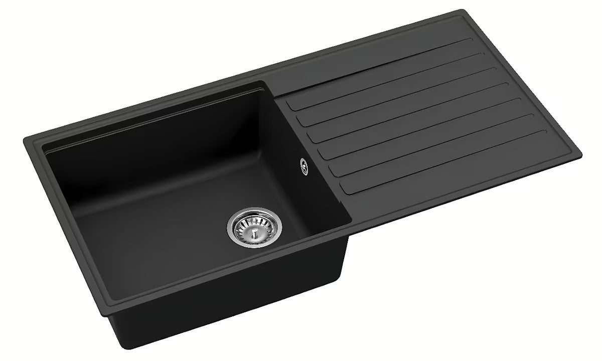 Črno granitno pomivalno korito SAT z odcejalnikom pro montaža za delovni pult
