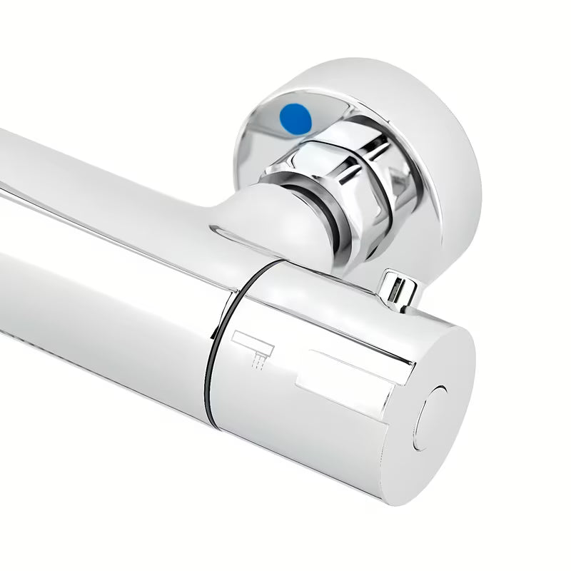 Tušni sistem SAT Chrome s termostatsko armaturo, z nadglavno prho 25 cm in ročno prho s tremi curki.