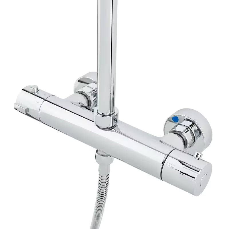 Tušni sistem SAT Chrome s termostatsko armaturo, z nadglavno prho 25 cm in ročno prho s tremi curki.