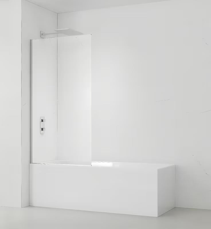 Fiksni stena za kopalno kad SAT Chrome 150x80 cm s kromiranim profilom in steklom z obdelavo EasyClean.