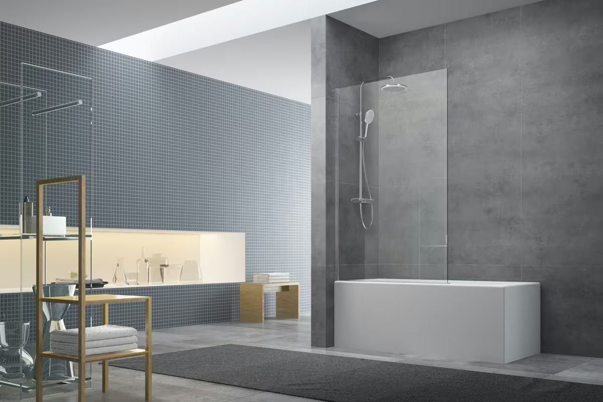 Fiksni stena za kopalno kad SAT Chrome 150x80 cm s kromiranim profilom in steklom z obdelavo EasyClean.