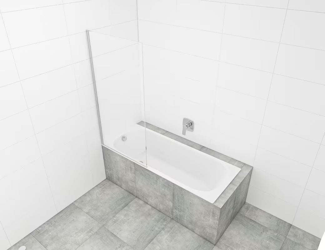 Fiksni stena za kopalno kad SAT Chrome 150x80 cm s kromiranim profilom in steklom z obdelavo EasyClean.