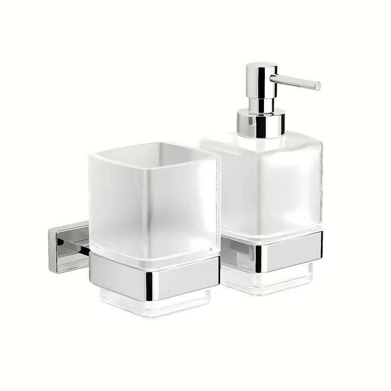 Stenski dozirnik za milo SAT Simply S u sjajnom kromu s četvrtastim dizajnom