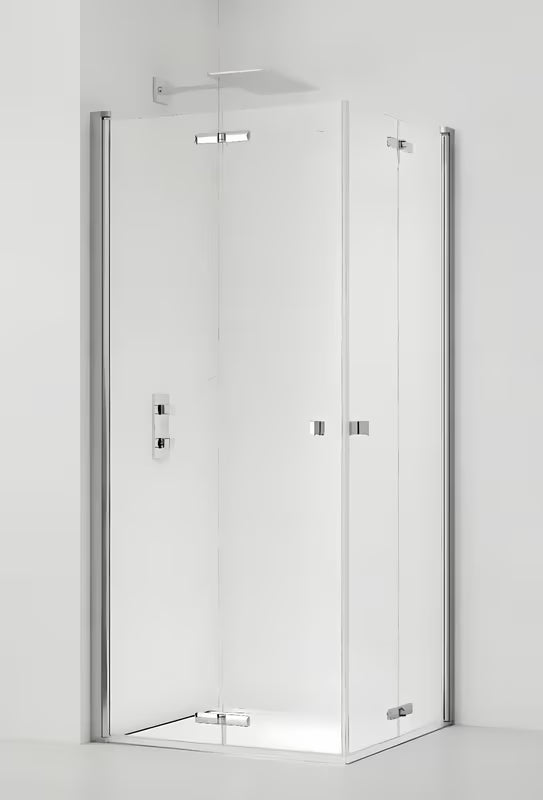 Kvadratna tuš kabina SAT Sk 90x90 cm u sjajnom kromu s prozirnim staklom i preklopnim vratima