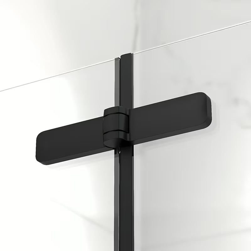 Pravokotna tuš kabina SAT Sk 100 x 80 cm u crnoj izvedbi s prozirnim staklom i preklopnim vratima.